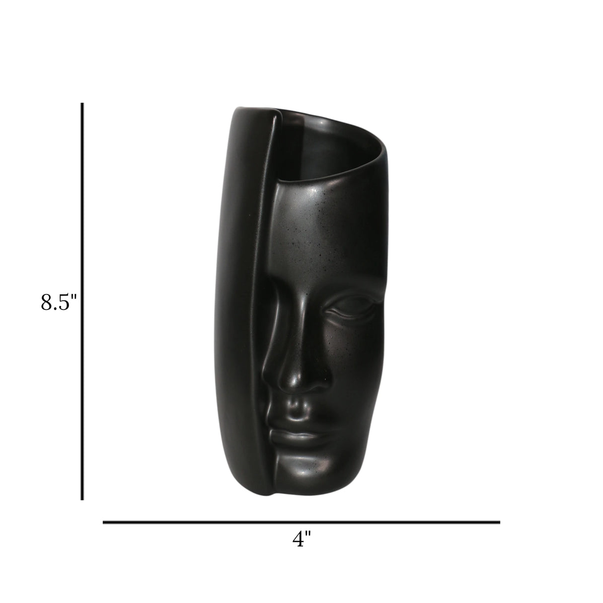 ceramic vase face sculpture black large 8.5"x4" china