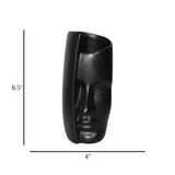 ceramic vase face sculpture black large 8.5"x4" china