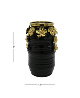 black ceramic vase embossed golden flower china 406