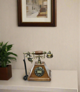 antique wood & metal telephone 10"x10" china 954