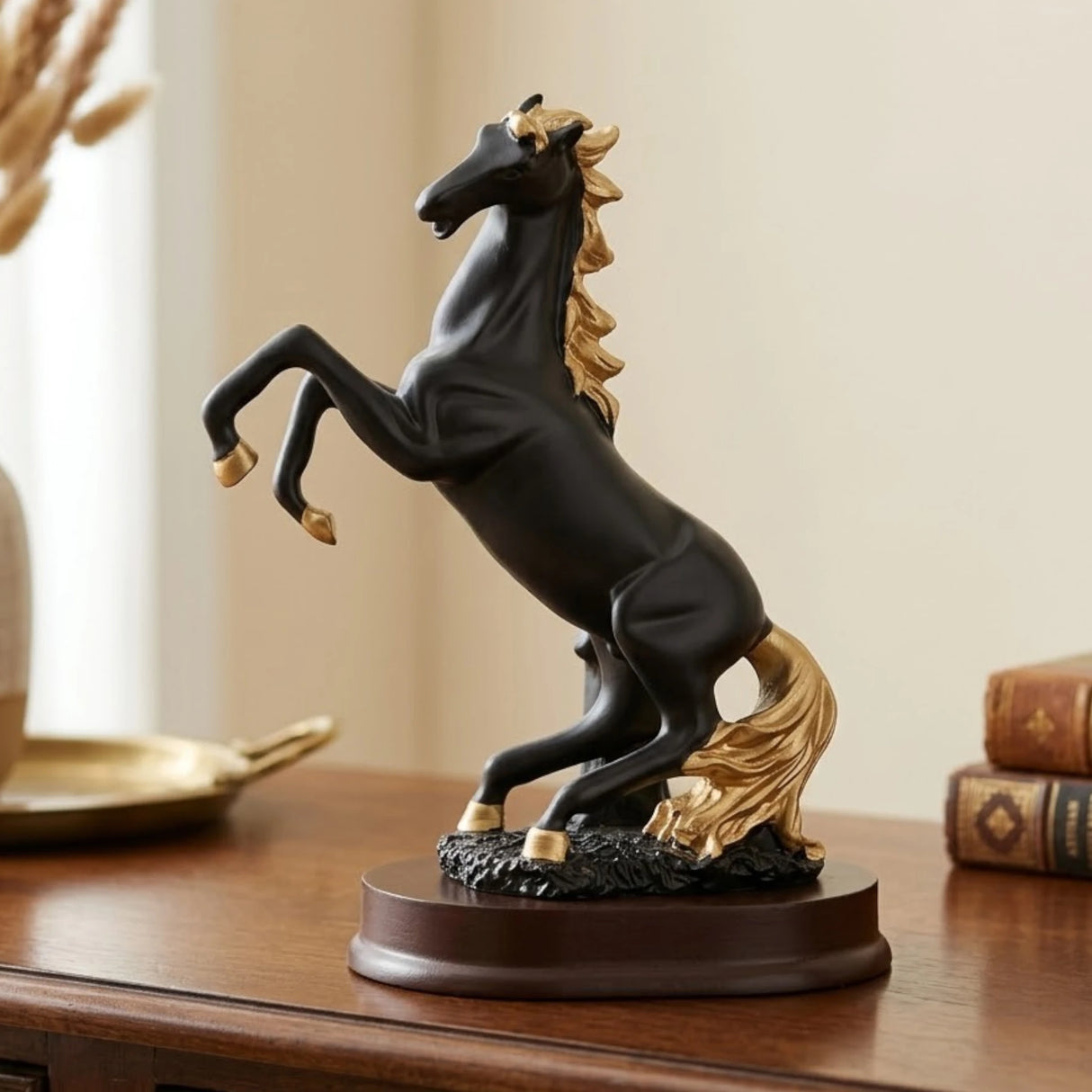 statue horse black 7.5"x6" china