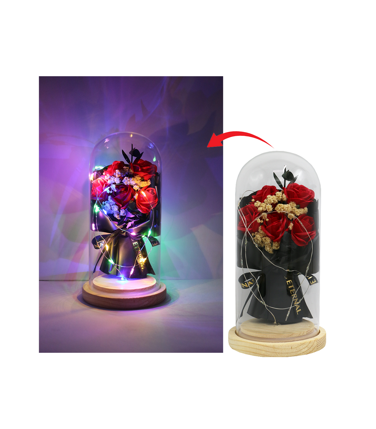 artificial flower in glass decorative 7122-7