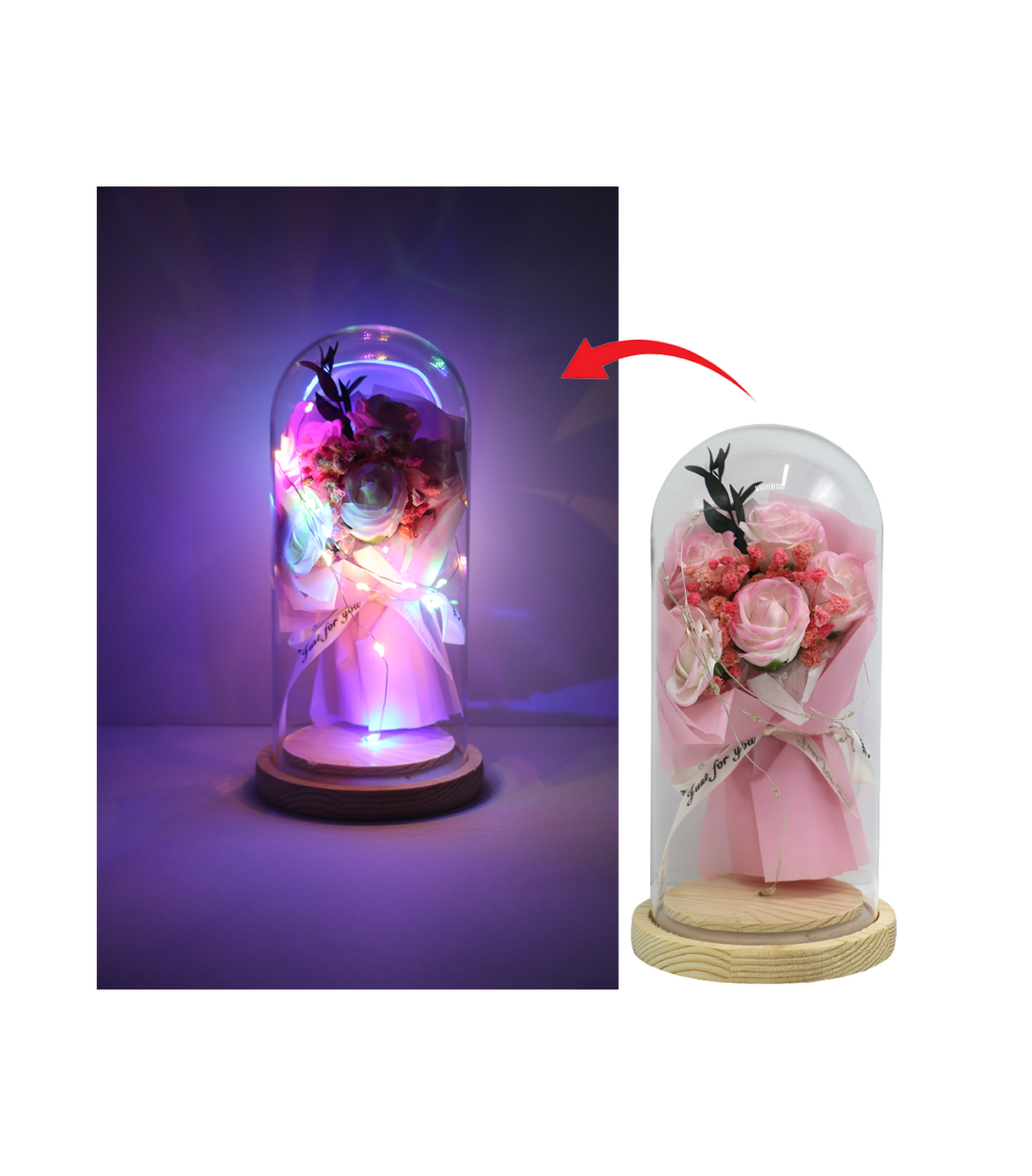 artificial flower in glass decorative 7122-7