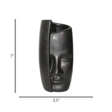 ceramic vase face sculpture black small 7"x3.5" china