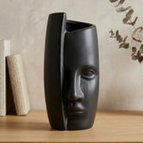 ceramic vase face sculpture black small 7"x3.5" china