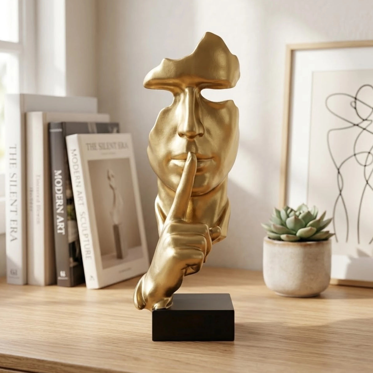 statue silent thinker golden 10.5''x3'' china3
