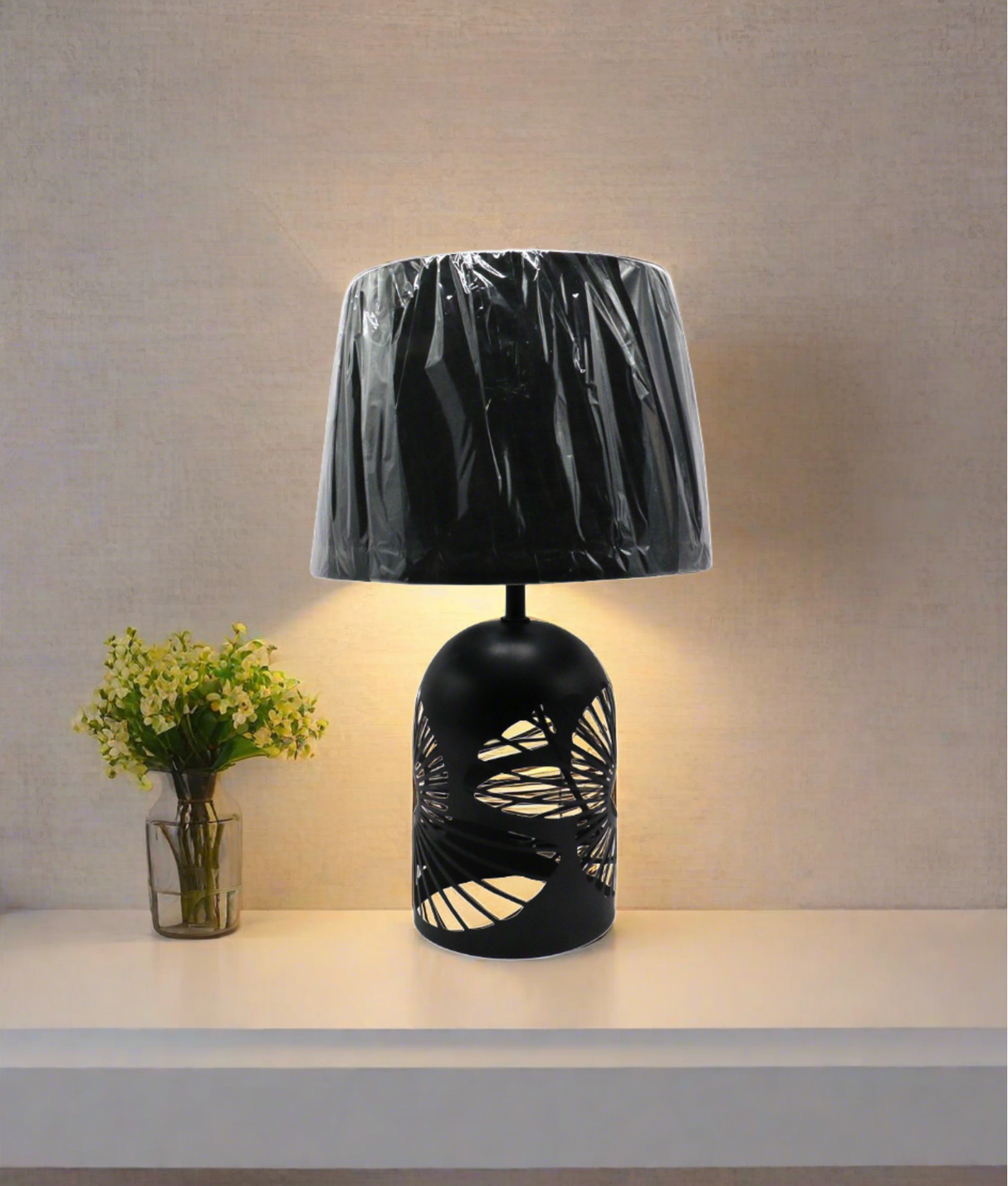 table lamp metal black 16"x10" china d651