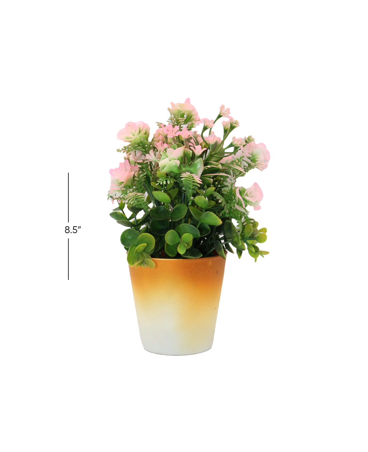 pink flower & plastic pot 3.5"hx 8.5"w china d216