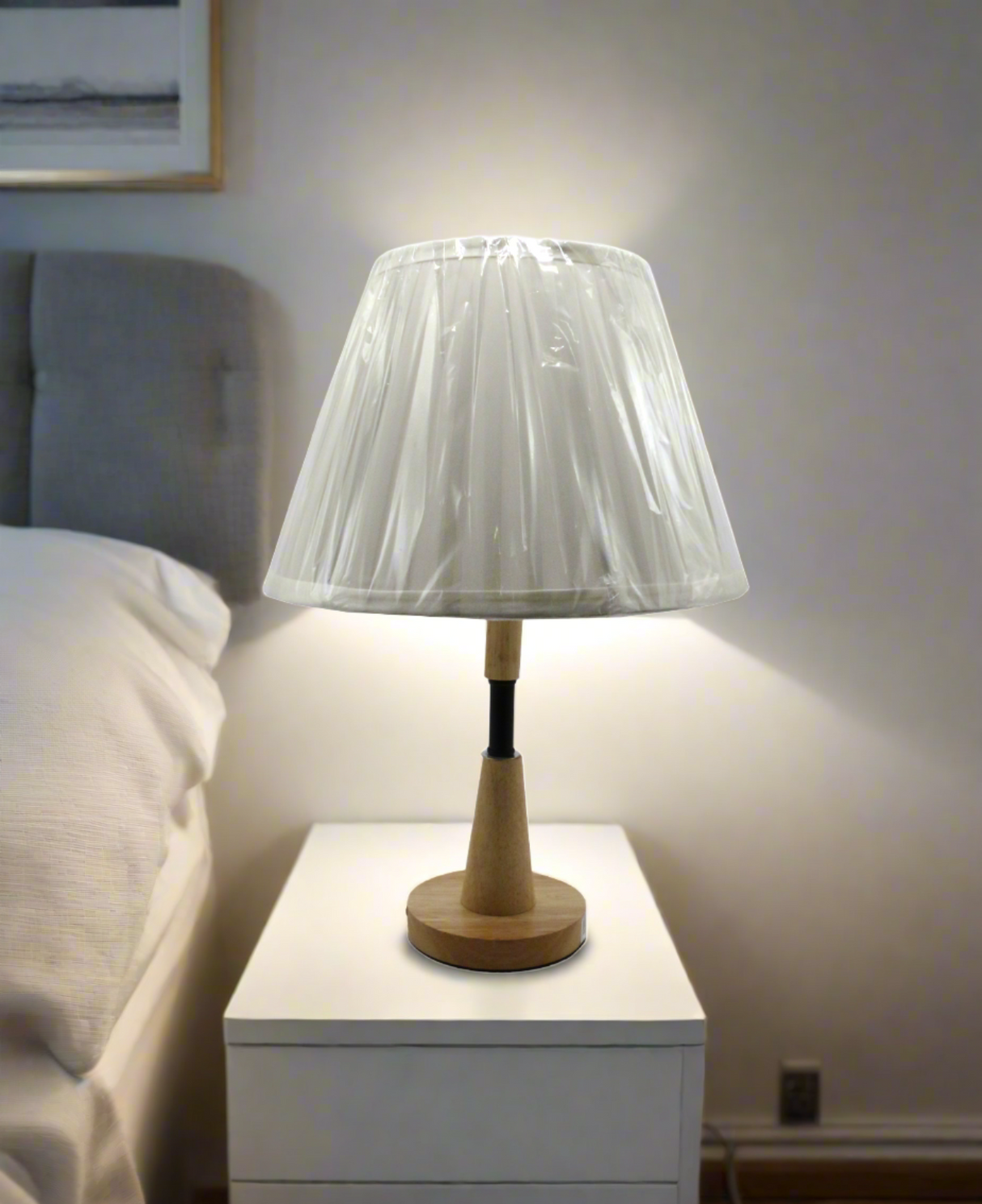 table lamp wood 17"x12" china d754