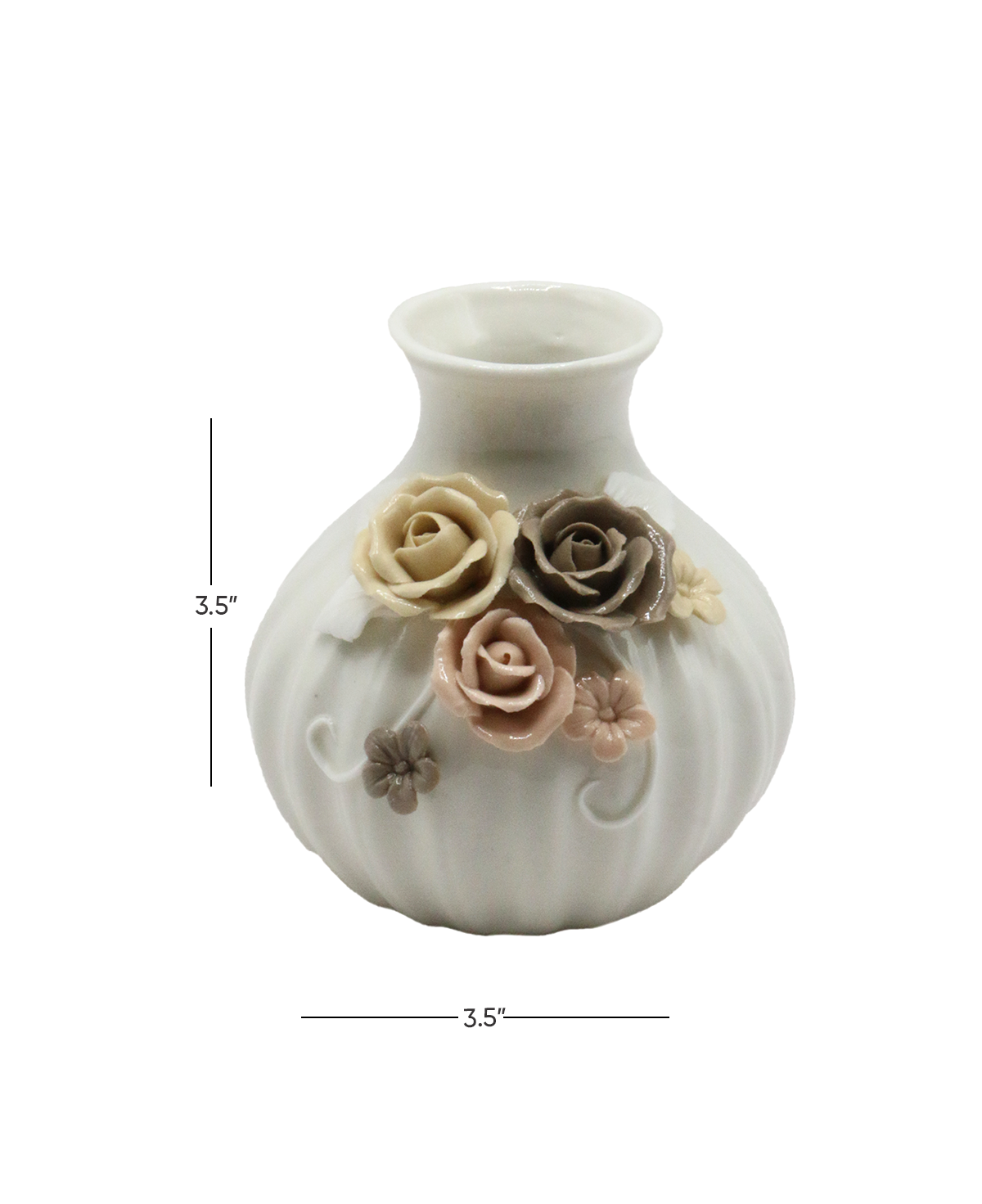ceramic vase embosed mini 3.5''x3.5 china d115