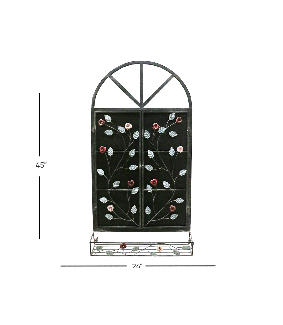metal antique wall decor window with shelf 45''x24'' 154