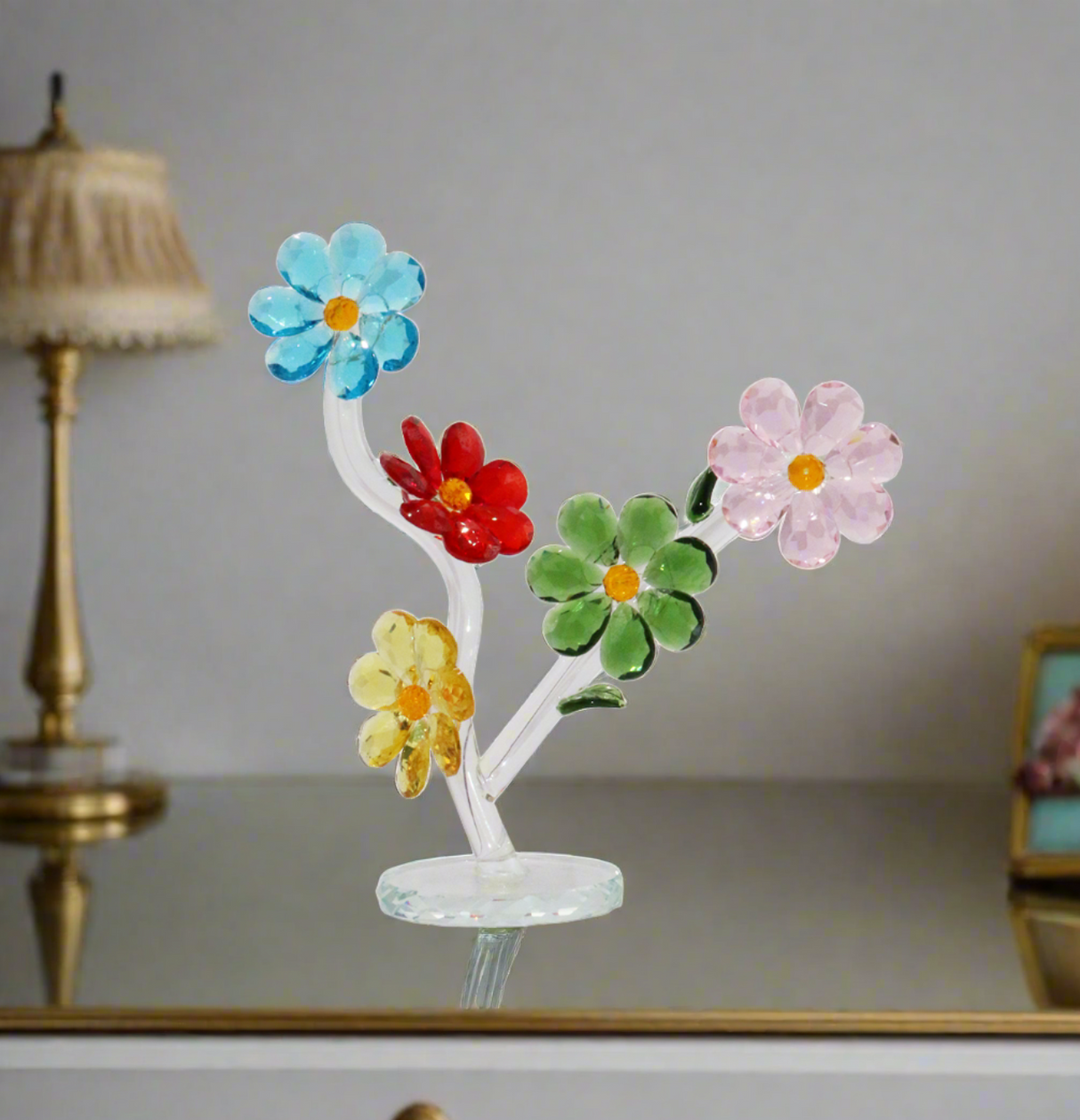 crystal flower multi color 8"x8" china d205