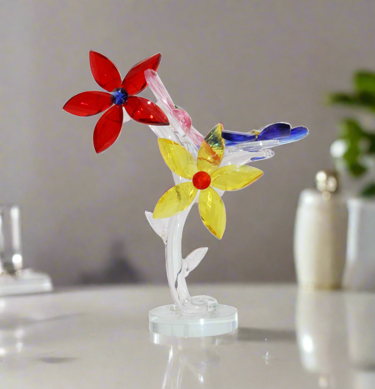 crystal flower multi color 9.75"x9" china 7609