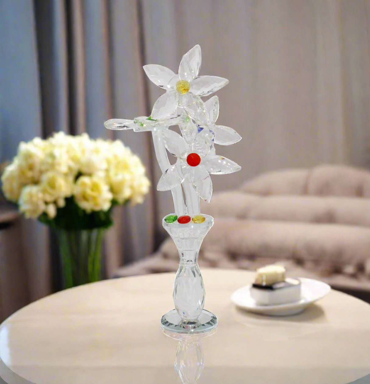 crystal flower 13"x6" china 8215