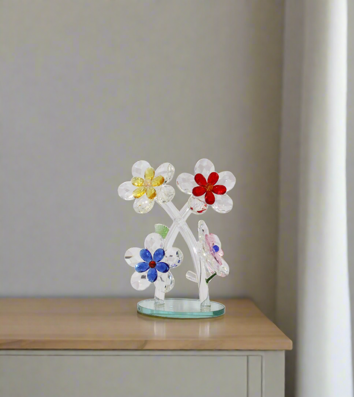 crsytal flower multi color 7"x6" china d222