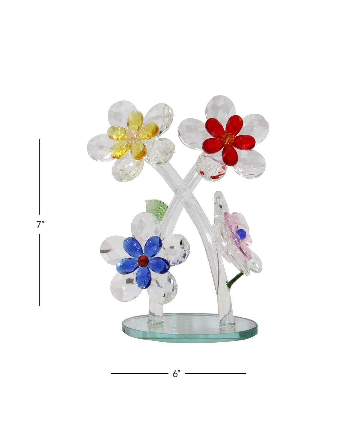 crsytal flower multi color 7"x6" china d222