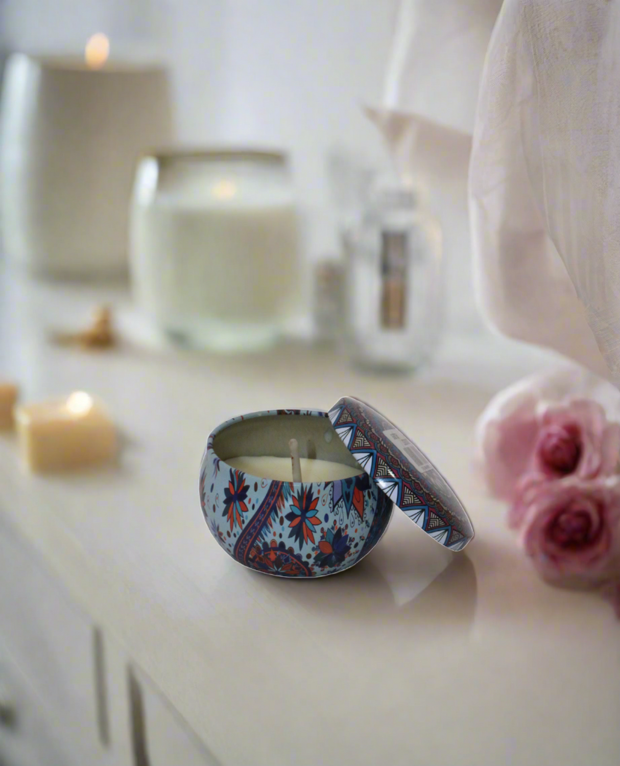 scented wax candle & tin jar 1pc357