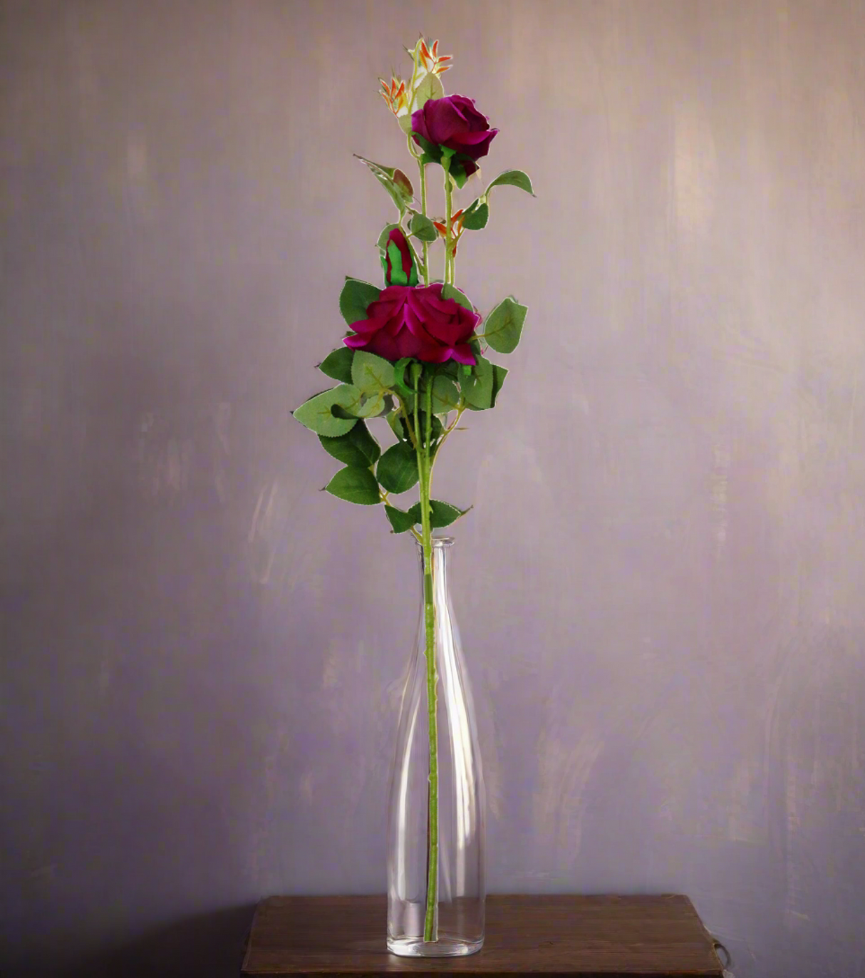 purple rose flower branch 30'' china 876-39