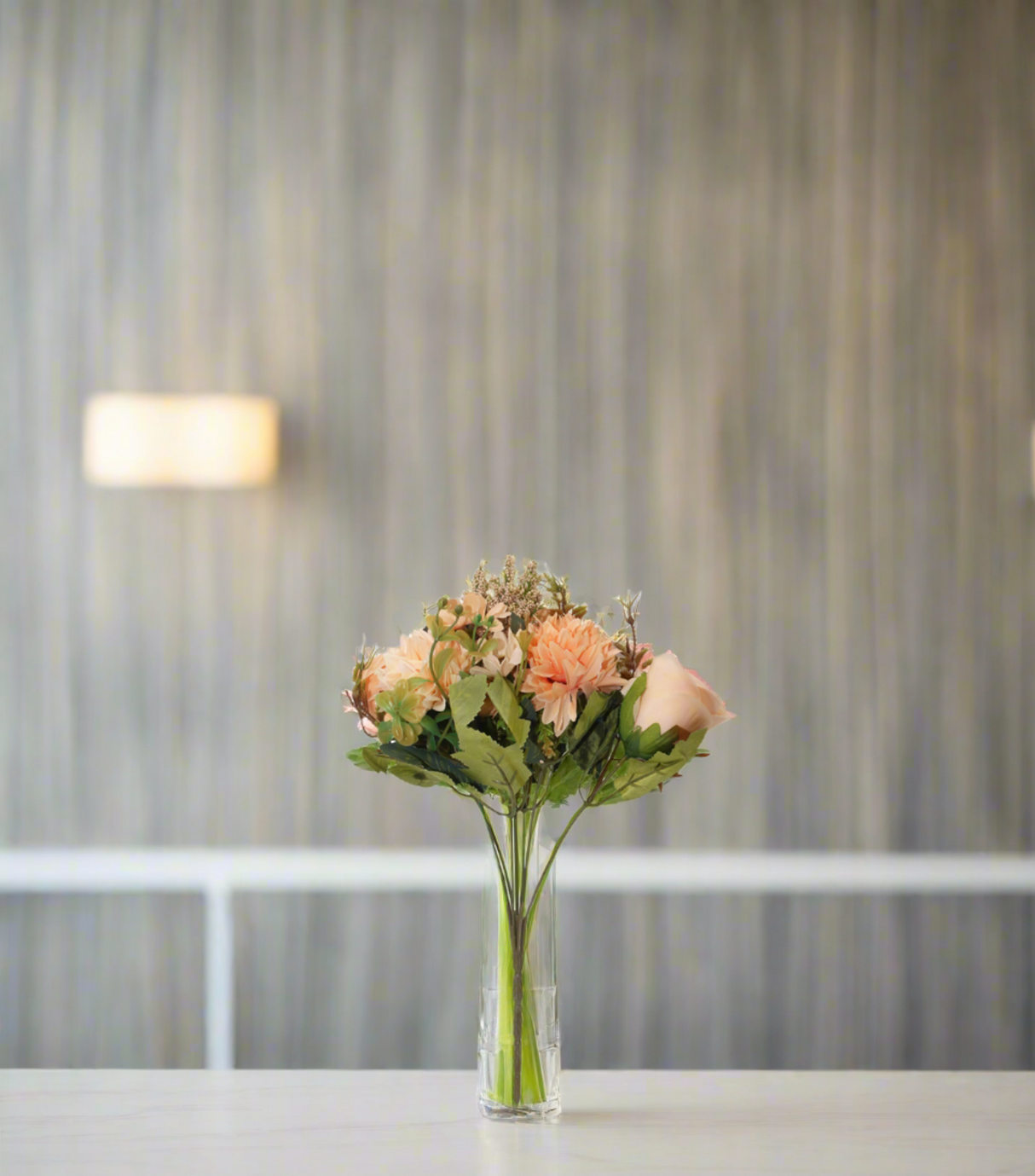 peach mix flower bunch 12'' china 876-46