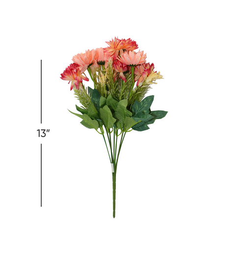 2 tone peach pink flower bunch 13" china d293