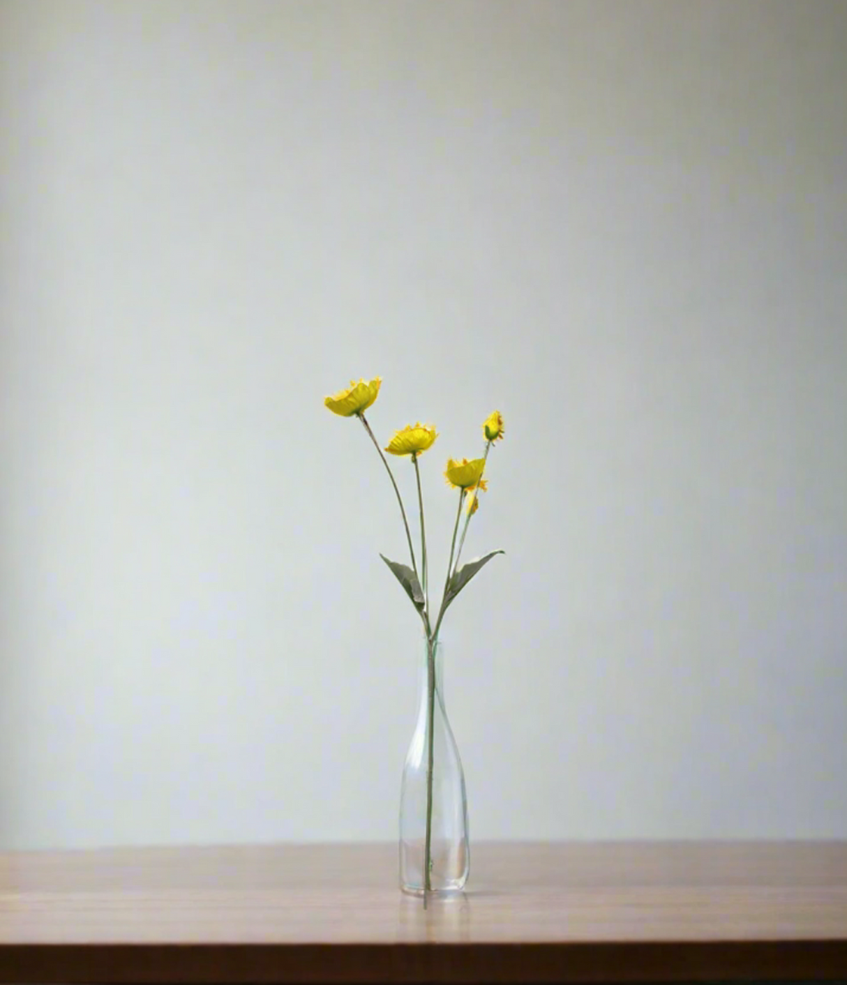 yellow poppy flower branch 23" china d304