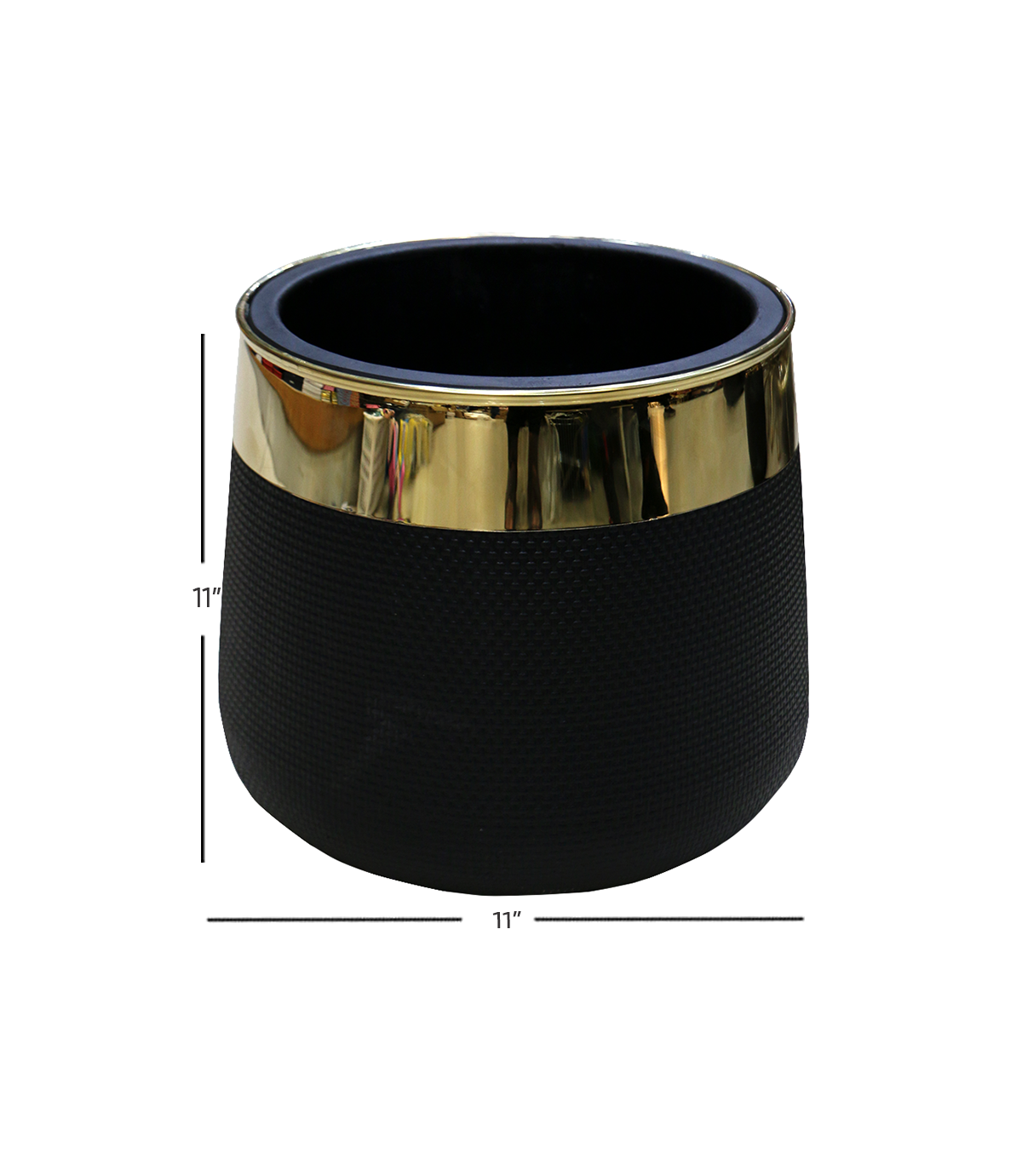 planter fiber golden patti black 11"x11" d552