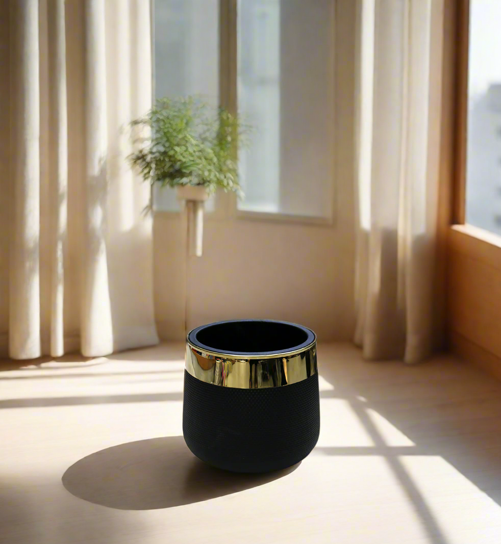 planter fiber golden patti black 11"x11" d552