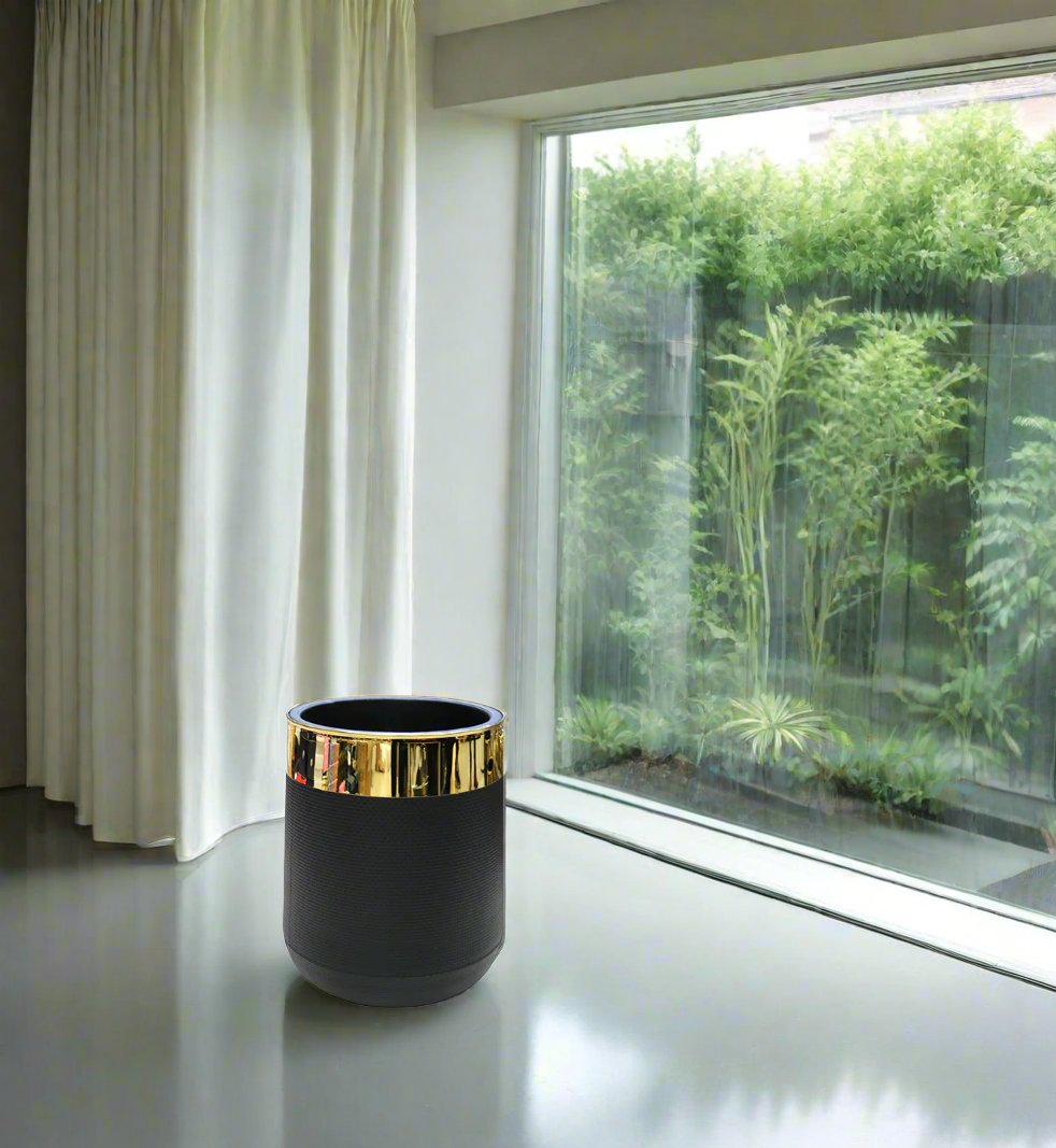 planter fiber golden patti black 19"x14" d553