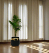 planter fiber black with golden patti 9"x9" d644