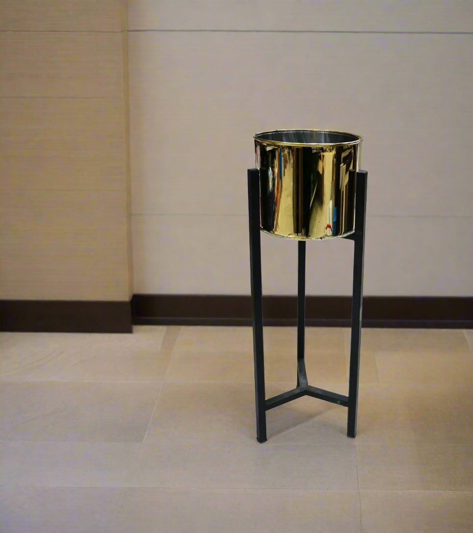 metal planter golden with stand medium
