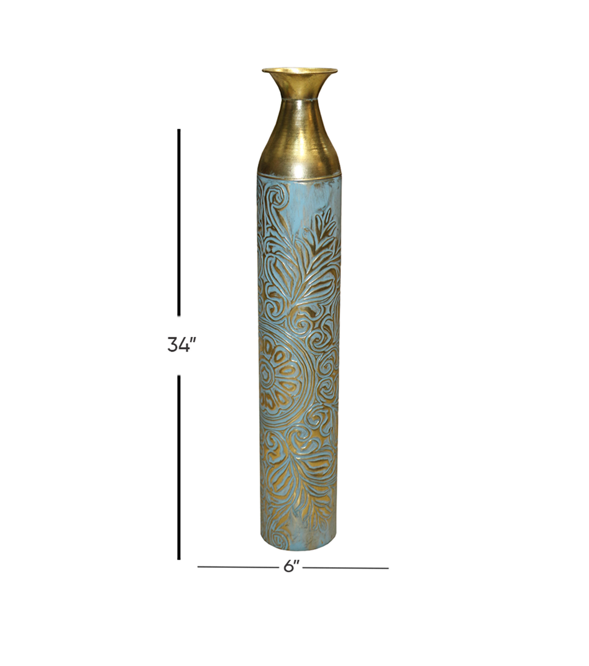 metal vase large 34''x6'' d941 china