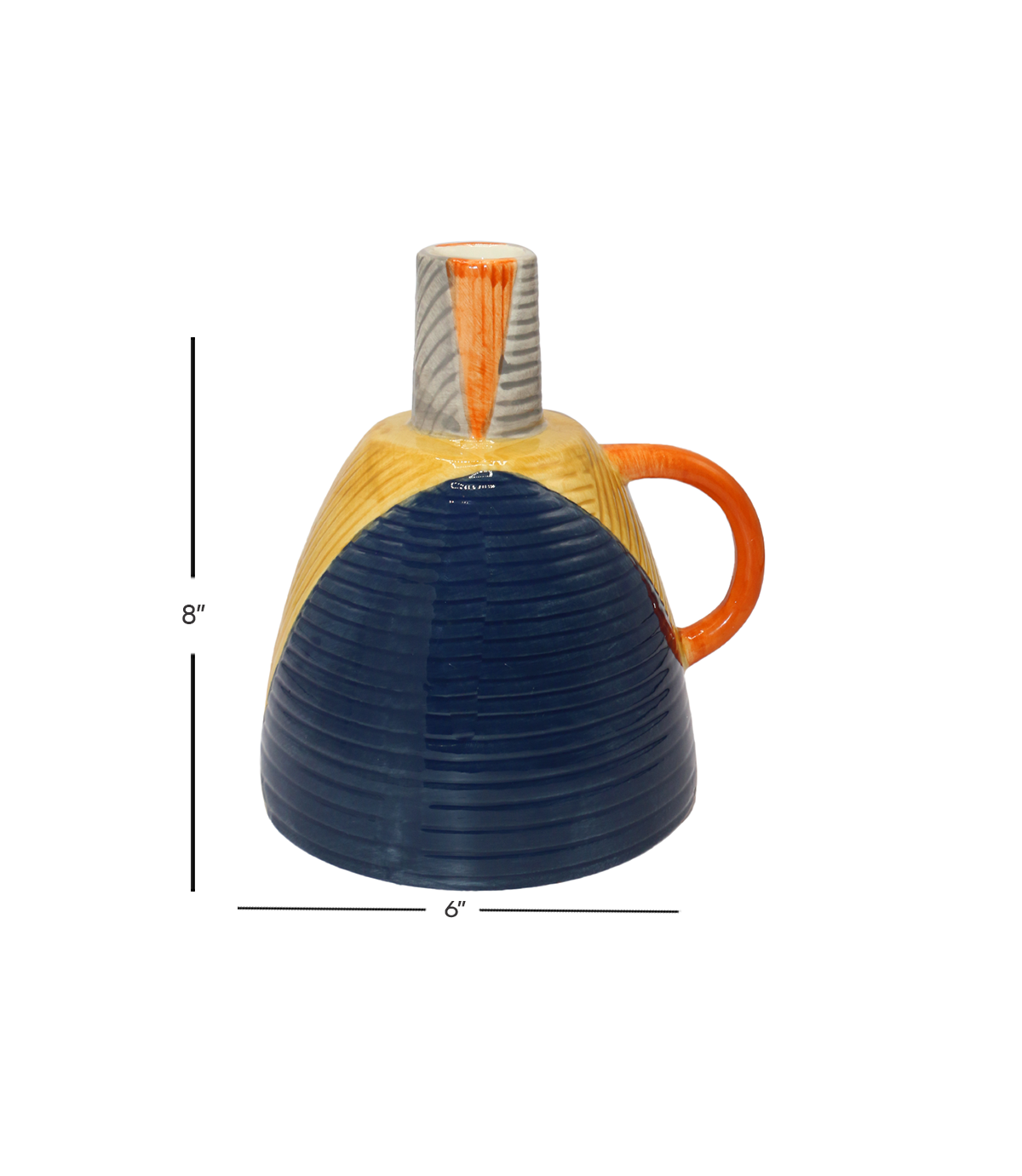 ceramic vase embossed 8"x 6" china d954