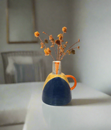 ceramic vase embossed 8"x 6" china d954