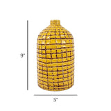ceramic vase embossed yellow 9"x 5" china