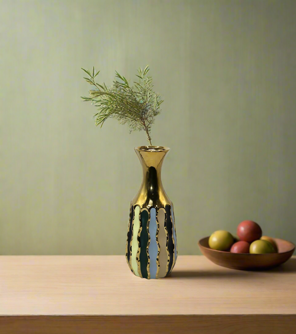 ceramic vase woody 13"x 4" china d978