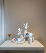 ceramic statue stag embossed flower china d332