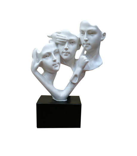 statue man 3face white china 1154