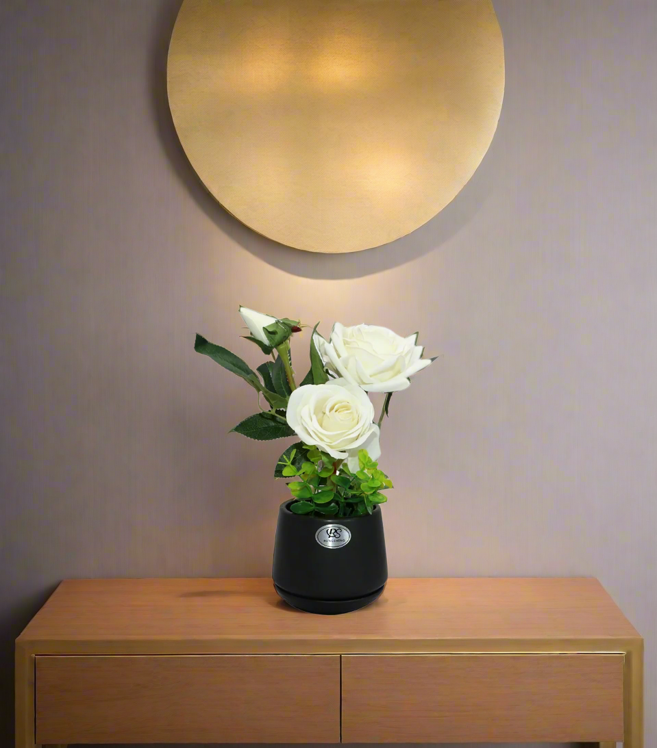 white flower with ceramic pot china