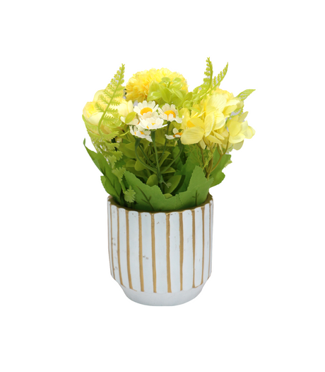 yellow flower with ceramic pot china