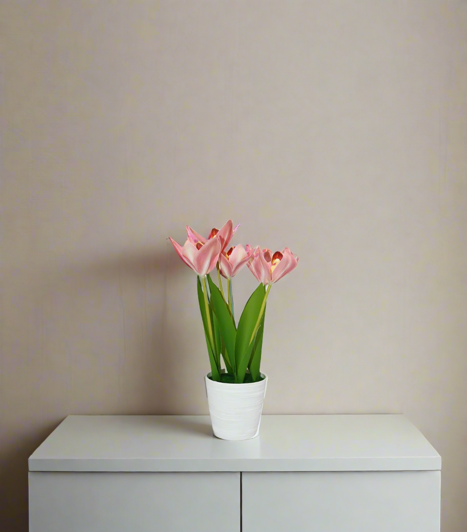 pink flower with plastic pot china 133-14