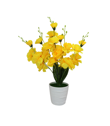 yellow flower with plastic pot china 133-16