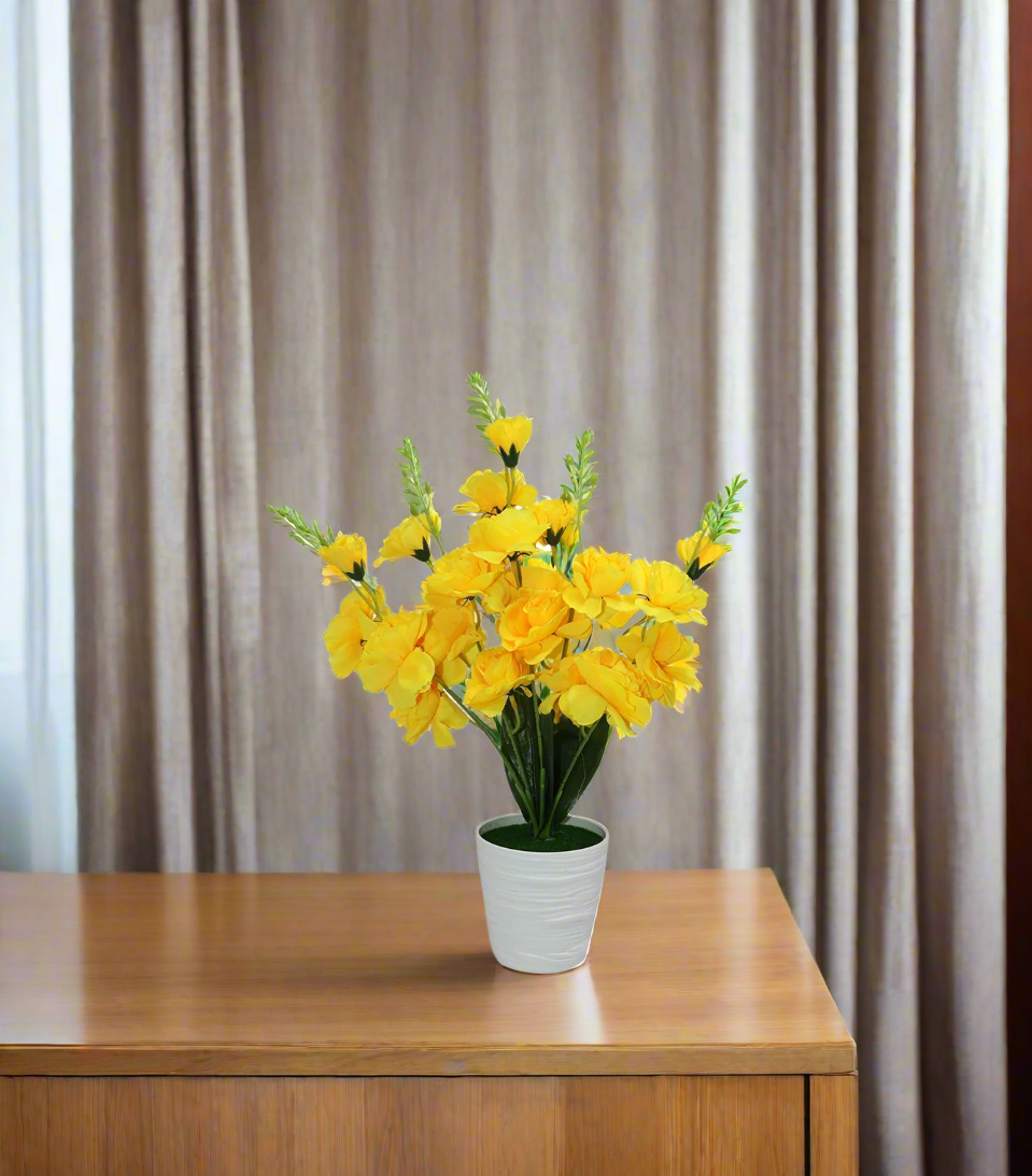 yellow flower with plastic pot china 133-16