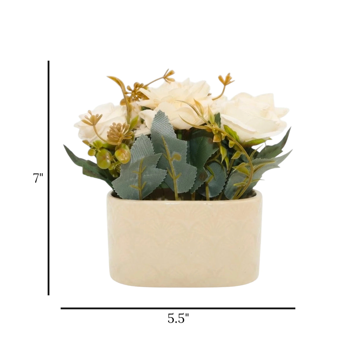 ceramic flower pot lotus star roses white 7"x5.5" china