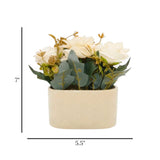 ceramic flower pot lotus star roses white 7"x5.5" china