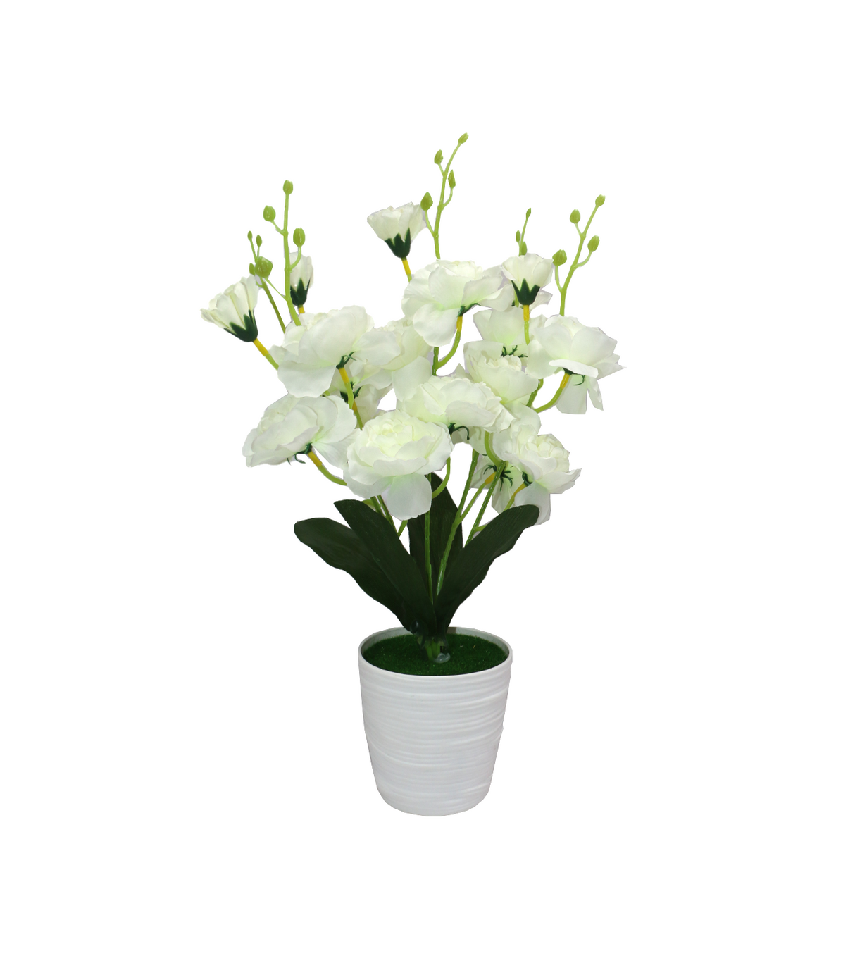 white flower with plastic pot china 133-16