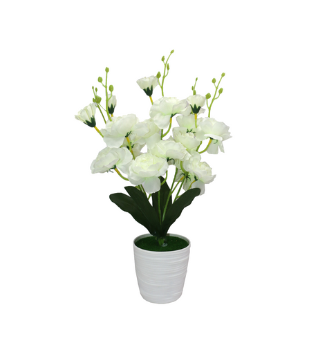 white flower with plastic pot china 133-16