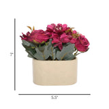 ceramic flower pot lotus star roses maroon 7"x5.5" china