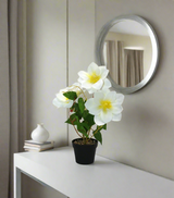 white flower with plastic pot china 133-17