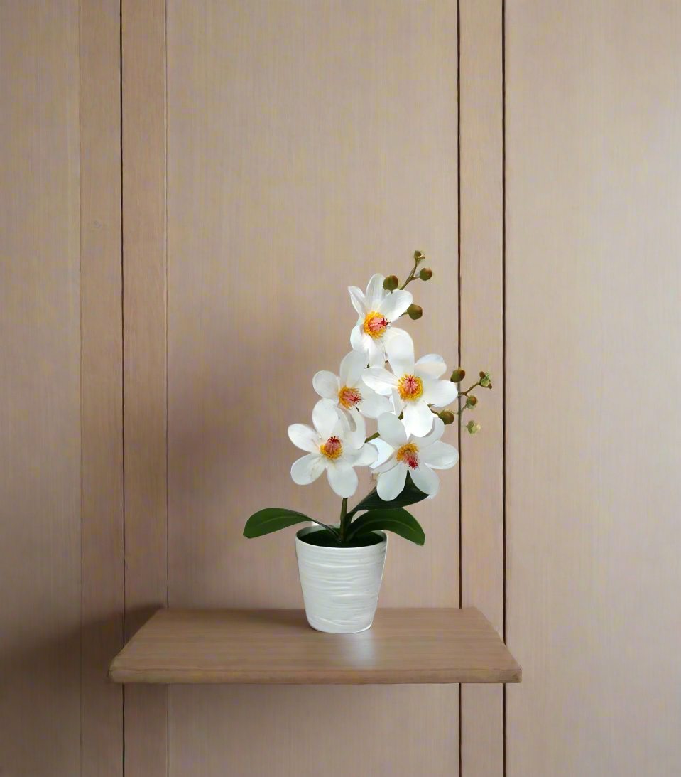 white flower with plastic pot china 2351-1