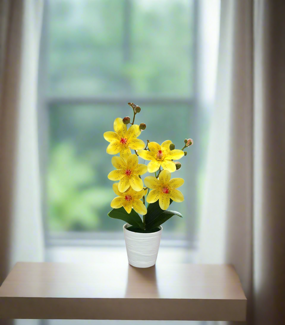 yellow flower with plastic pot china 2351-1